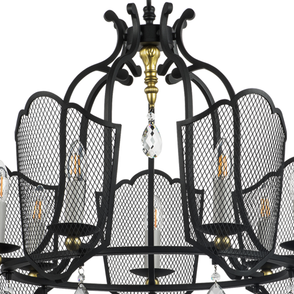 744077 Люстра CASTELLO 7х40W E14 ЧЕРНЫЙ/ЗОЛОТО