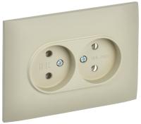 SKANDY Розетка 2-местная без заземления без защитных шторок 10А в сборе SK-R10B бежевый IEK