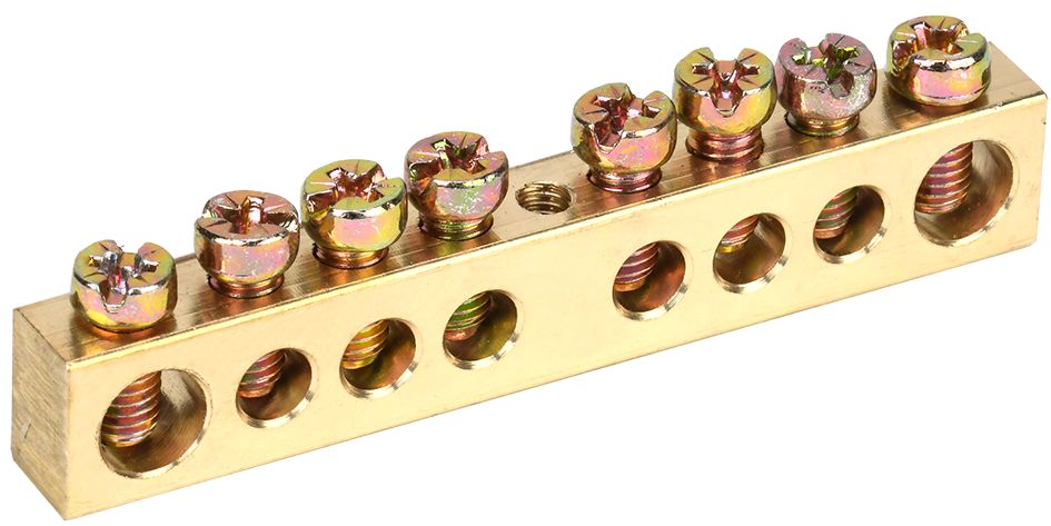 Шина PEN "земля-ноль" 8х12мм 8/1 (8групп/крепеж по центру) IEK