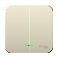 BLANCA О/У 2-клавишный ВЫКЛЮЧАТЕЛЬ (сх.5) с подс.ИЗОЛ.ПЛ,6А,250В,МОЛОЧНЫЙ