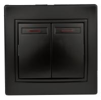 1-105-05 Intro Выключатель двойной с подсветкой, 10А-250В, IP20, СУ, Plano, антрацит (10/200/3600)