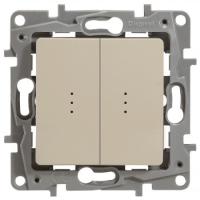 Legrand Etika Сл.кость Переключатель 2-клавишный с подсветкой  10А  авт. клем