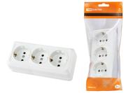 Розетка 3-х местная горизонтальная 2П+3 открытой установки IP20 16A белая "Ладога" TDM