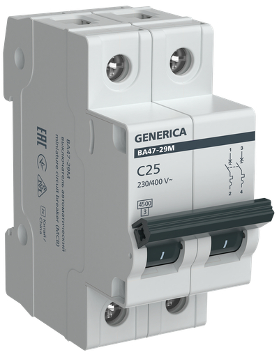 Авт. выкл. ВА47-29М 2P 25А 4 5кА C GENERICA
