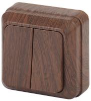 2-104-10 Intro Выключатель двойной, 10А-250В, IP20, ОУ, Quadro, венге (10/200/2400)