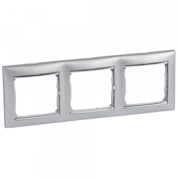Legrand Valena Алюминий/Серебряный штрих Рамка 3-ая горизонт.
