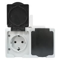 Венеция EVR16-129-30-540 Розетка 2х с заземлением и крышкой 16A сер. EKF