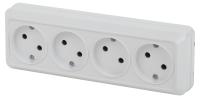 Розетка Intro Quadro 2-207-01 без заземления четырехместная 4х2P, 16А-250В, IP20, ОУ, белый