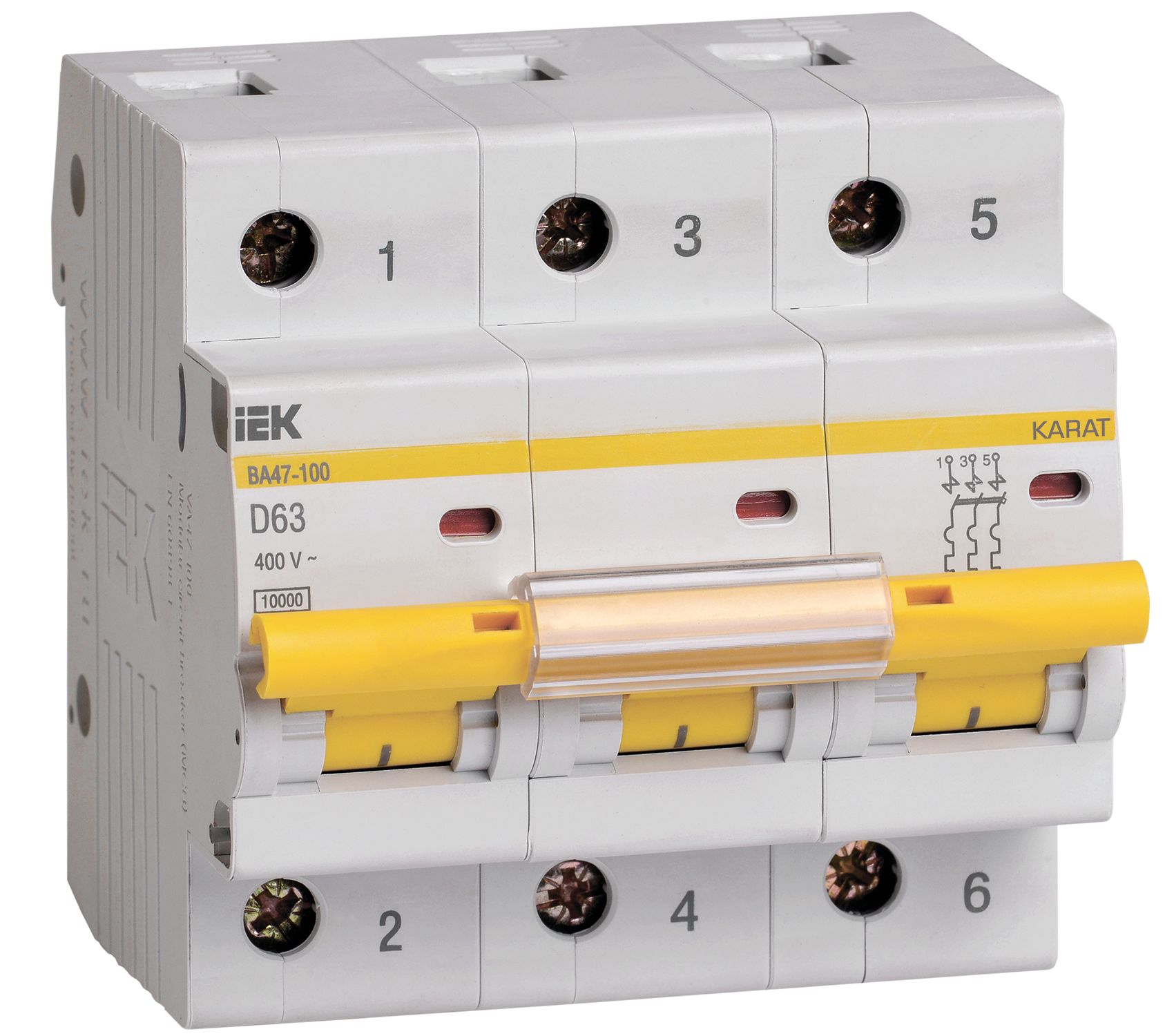 Автоматический выключатель ВА47-100 3Р 63А 10кА D IEK