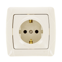 Мадрид Розетка 1-местная 16А с заземлением бежевая EKF