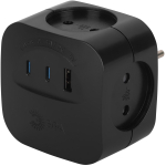 SP-4-3USBAC-B  Разветвитель электрический ЭРА SP-4-3USBAC-B на 4 розетки + 3 USB A+C со шторками 10А черный
