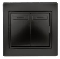 1-104-05 Intro Выключатель двойной, 10А-250В, IP20, СУ, Plano, антрацит (10/200/2400)