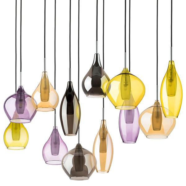 803125 Подвес PENTOLA 12x25W G9 chrome/amber, smoky, olive, plum