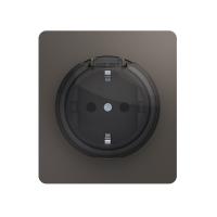 Розетка ROUND 1-ая с/з с/у, со шторками и крышкой 16А титан KRANZ