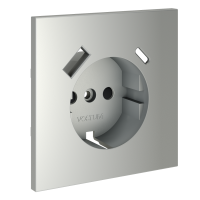 Накладка для розетки с заземлением и защитными шторками, с USB A+C, S70 (сталь)