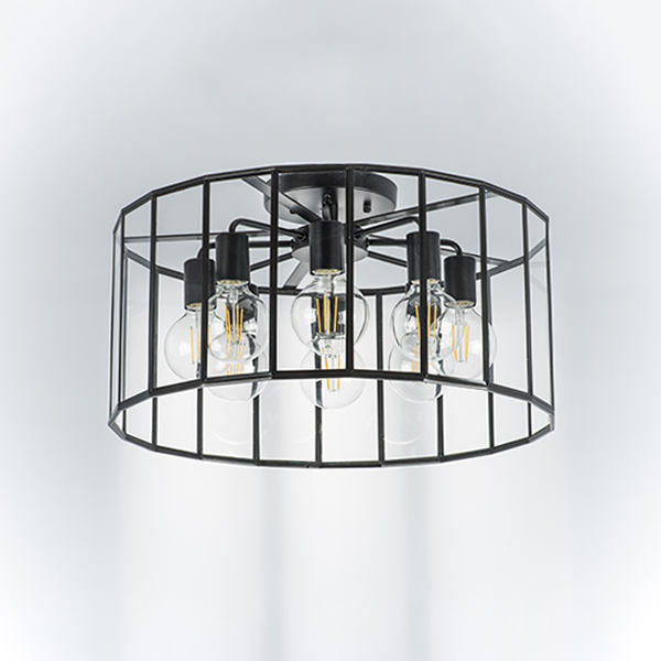 798287 Люстра GENNI 8х40W E27 ЧЕРНЫЙ МАТОВЫЙ/ПРОЗРАЧНЫЙ