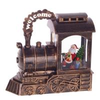 742252 Фигурка декоративная с подсветкой и эффект. вьюги  Паровоз  L24 5 W11 H22 5 см  (3хАА не пр