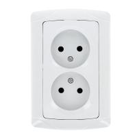 Мадрид Розетка 2-местная 10А без заземления белая EKF
