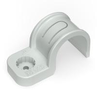 Крепеж-скоба пластиковая односторонняя для прямого монтажа атмосферостойкая серая в п/э d25 мм (50шт/450шт уп/кор) Промрукав