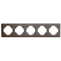 Рамка STEKKER, PFR00-7005-04 5-местная, пластик, серия Катрин, шоколад
