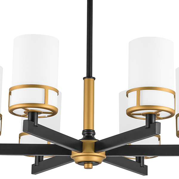 731067 Люстра CERO 6х40W E14 ЧЕРНЫЙ/ЗОЛОТО/БЕЛЫЙ
