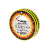 Изолента ПВХ 0,13х15 мм, 10 м, желто-зеленая KRANZ