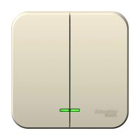 BLANCA О/У 2-клавишный ВЫКЛЮЧАТЕЛЬ (сх.5) с подсвет, 10А, 250В,МОЛОЧНЫЙ