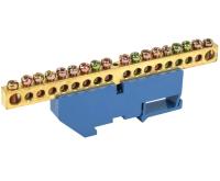 Шина "N" нулевая 8х12мм 18/1 (18 групп/крепеж по центру) с изолятором на DIN-рейку (20 шт/уп) Промрукав