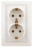 1-205-02 Intro Розетка 2X2P+E Schuko, 16А-250В, IP20, СУ, Plano, сл.кость (10/100/1200)