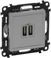 Legrand Valena LIFE DIY Алюм Розетка 2-ая USB 240В/5В 1500мА