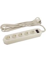 Сетевой фильтр ЭРА  USF-5es-5m-I с базовой защитой с заземлением с выключателем 5 розеток 5м 10А слоновая кость