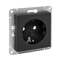 Механизм розетки, 16А, с заземлением, без шторок, чёрный Эпика EKF