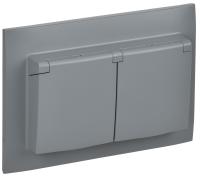 SKANDY Розетка 2-местная и крышкой 16А в сборе IP44 SK-R12Gr серый IEK