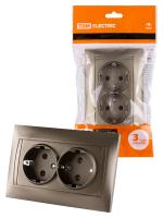 Розетка двойная 2П+З 16А 250В  бронза "Лама" TDM