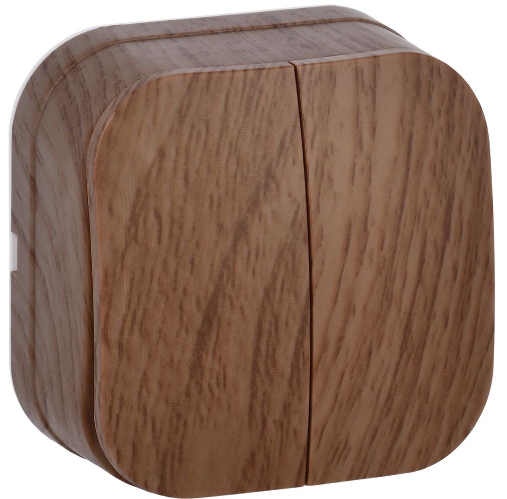 Выключатель 2-клавишный для открытой установки ВС20-2-0-ХД 10А GLORY дуб IEK