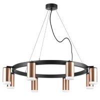 LR0183080 Люстра RULLO 8х50W GU10 ЧЕРНЫЙ/МЕДЬ (571018+214430-8+202430-8)