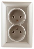 4-204-04 Intro Розетка 2х2P, 16А-250В, СУ, Solo, шампань (10/100/1200)