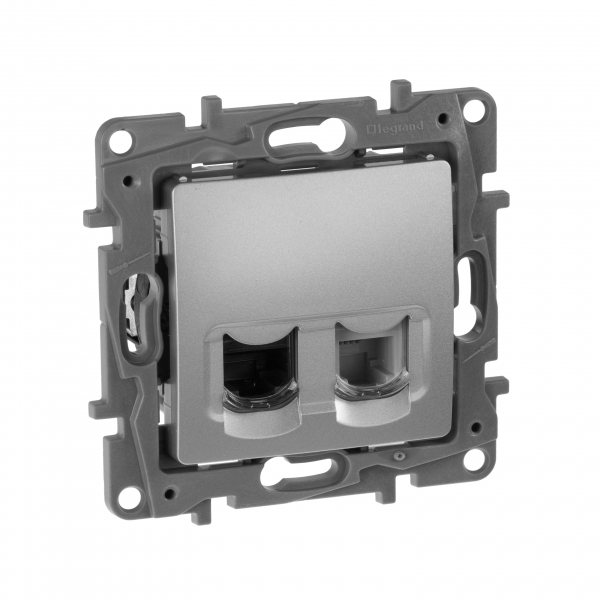 Legrand Etika Алюм Розетка тел.+ комп. (RJ11+RJ45) 5 кат. UTP
