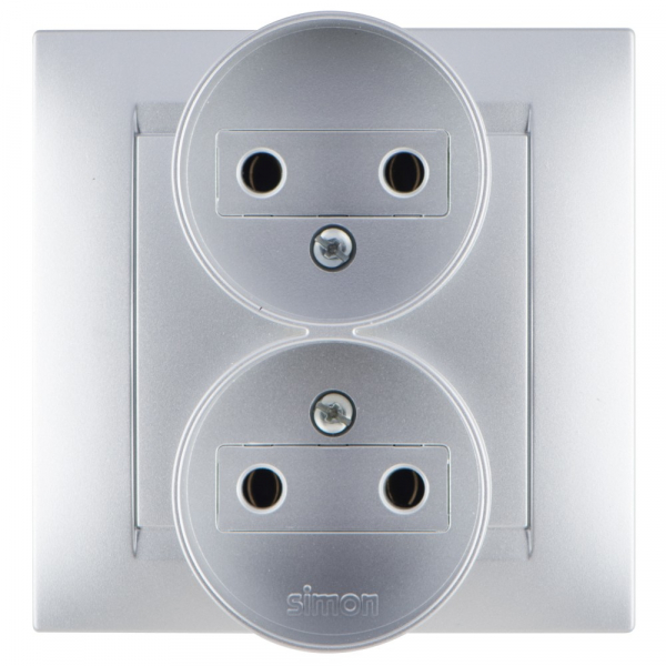 Розетка двойная 2Р  16А  250В  винтовой зажим  алюминий