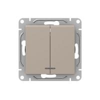 Механизм выключателя, двухклавишный, с подсветкой, кремовый Эпика EKF