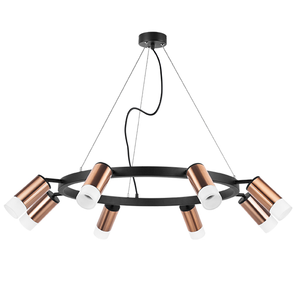 LR0183081 Люстра RULLO 8х50W GU10 ЧЕРНЫЙ/МЕДЬ (571018+214430-8+202431-8)