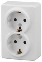 11-2205-01 ЭРА Розетка 2х2P+E Schuko, 16A-250В, IP20, ОУ, Эра Эксперт, белый (12/120/1920)