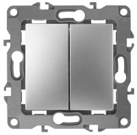 12-1104-03 ЭРА Выключатель двойной, 10АХ-250В, IP20, Эра12, алюминий (10/100/3200)