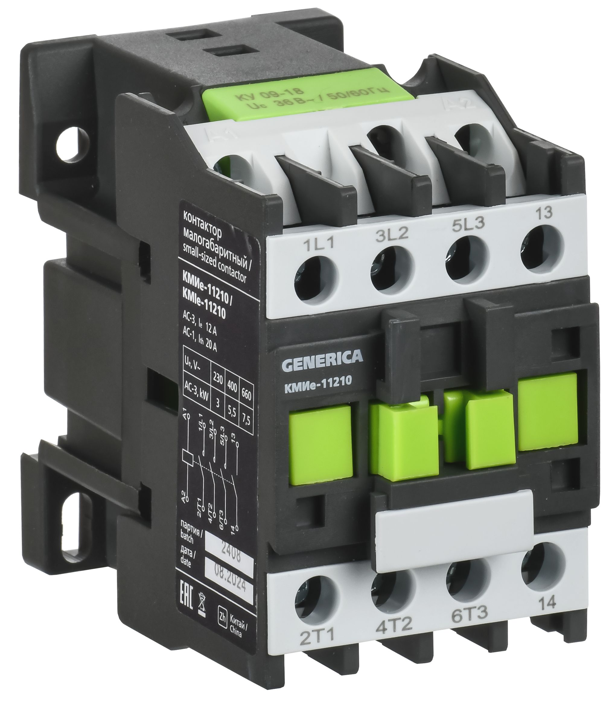 Контактор КМИе-11210 12А 24В/АС3 1НО IEK