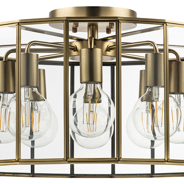 798281 Люстра GENNI 8х40W E27 ЛАТУНЬ/ПРОЗРАЧНЫЙ