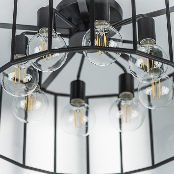 798287 Люстра GENNI 8х40W E27 ЧЕРНЫЙ МАТОВЫЙ/ПРОЗРАЧНЫЙ