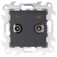 Розетка TV-SAT проходная  графит