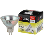 GU5.3-JCDR (MR16) -75W-230V-CL  Лампа галогенная ЭРА GU5.3-JCDR(MR16)-75W-230V-CL 75Вт софит теплый белый свет GU5.3