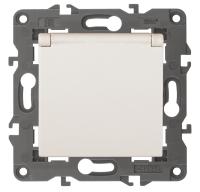 14-2103-02 ЭРА Розетка 2P+E Schuko со шторками с крышкой, 16A-250В, IP20, Эра Elegance, сл.кость (10