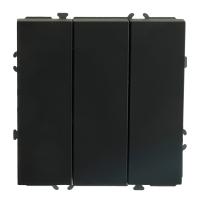 Выключатель 3-клавишный (механизм), STEKKER, 250В, 10А, серия Эмили, RSW10-5108-05, черный уголь, soft touch